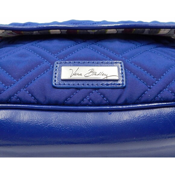 Vera Bradley Navy Quilted Purse Handbag Chain Leather Strap Shoulder Bag - Picture 11 of 16